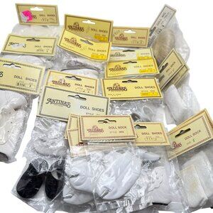 Mixed Lot Of 23 Tallinas Vintage Doll Shoes & Socks Wig Mixed Sizes Styles